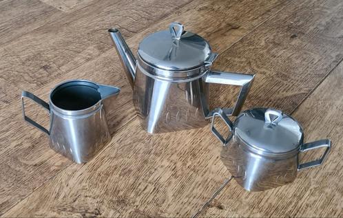 Vintage verzilverd setje  koffiepot, Melkkan & Suikerpot, Antiek en Kunst, Antiek | Keukenbenodigdheden, Ophalen of Verzenden