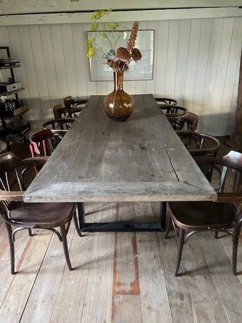 houten tafel met stoelen, Ophalen, Gebruikt, Teakhout, 200 cm of meer