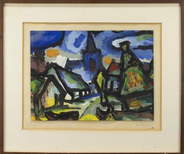 Brabant 1942, gouache op papier, expressionistisch tekening beschikbaar voor biedingen