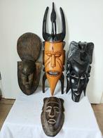 4 Afrikaanse maskers, Antiek en Kunst, Kunst | Beelden en Houtsnijwerken, Ophalen of Verzenden