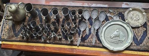 partij tinnen voorwerpen. ( ruim 4 kg ), Antiek en Kunst, Curiosa en Brocante, Ophalen of Verzenden