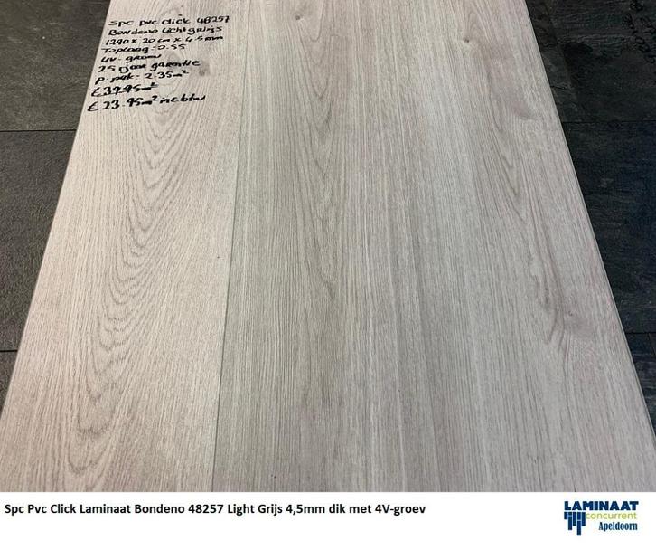 Pvc Click Laminaat Light Grijs Bondeno 4,5mm dik 4V-groev, Huis en Inrichting, Stoffering | Vloerbedekking, Nieuw, Laminaat, Grijs