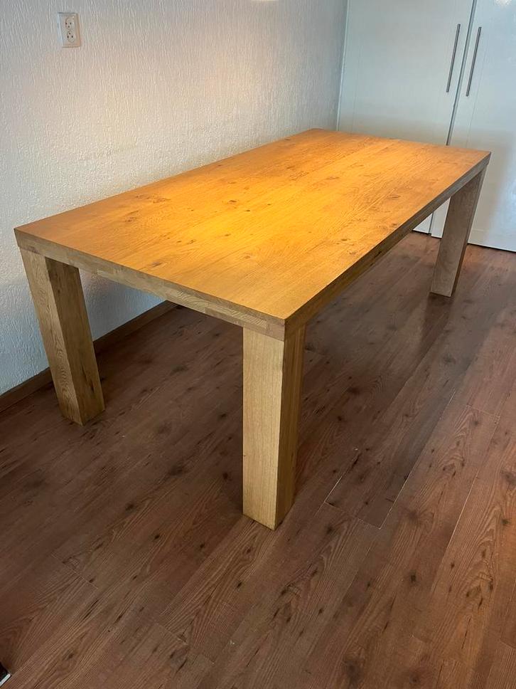 Massief eiken eettafel 200 x 100 | robuust | dikke poten, Huis en Inrichting, Tafels | Eettafels, Zo goed als nieuw, 50 tot 100 cm