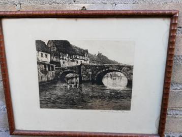 Ets. Sign. Ca 1900/1930. 39/30 cm.  beschikbaar voor biedingen