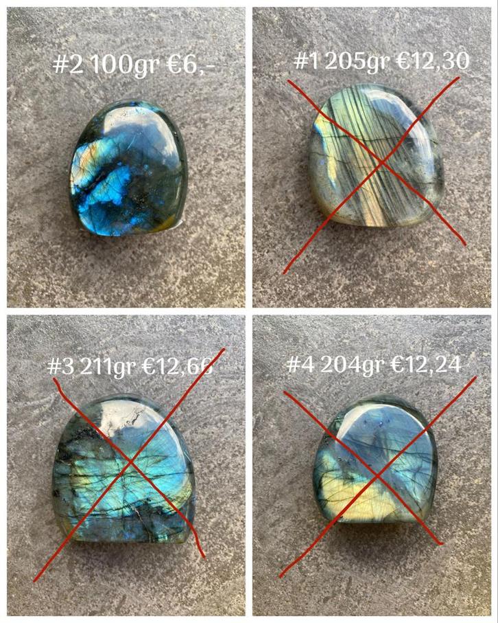 Gepolijste Labradoriet Stukken, Verzamelen, Mineralen en Fossielen, Mineraal, Ophalen of Verzenden