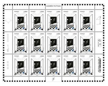 Jaar 2025 Feuille de 15 timbres - Andrée Putman (1925-2013). beschikbaar voor biedingen