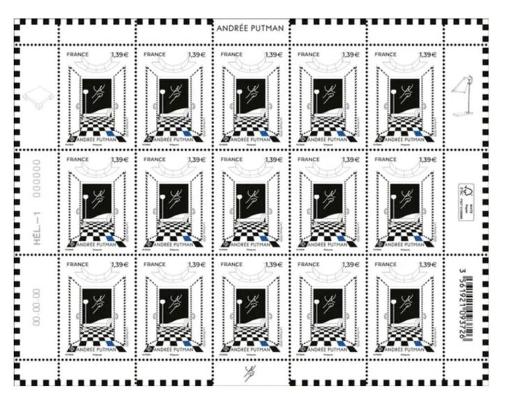 Jaar 2025 Feuille de 15 timbres - Andrée Putman (1925-2013)., Postzegels en Munten, Postzegels | Europa | Frankrijk, Postfris