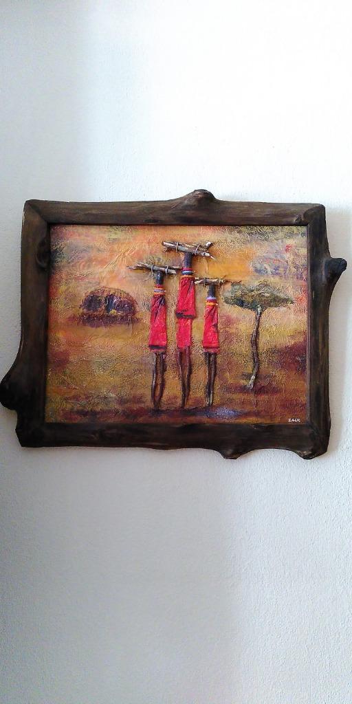 African Art schilderij sculptuur Zack Aswani, Antiek en Kunst, Kunst | Niet-Westerse kunst, Ophalen of Verzenden