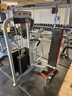 Koopje! Life Fitness Shoulder Press met 95kg gewichten, Ophalen, Gebruikt