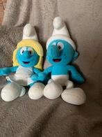 Twee pluche smurfen ( smurf en smurfin), Verschillende Smurfen, Gebruikt, Ophalen of Verzenden, Poppetje, Figuurtje of Knuffel