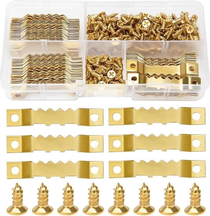 YIXISI 85 stuks zaagtand schilderijhangers/goud, Huis en Inrichting, Overige Huis en Inrichting, Nieuw, Ophalen of Verzenden