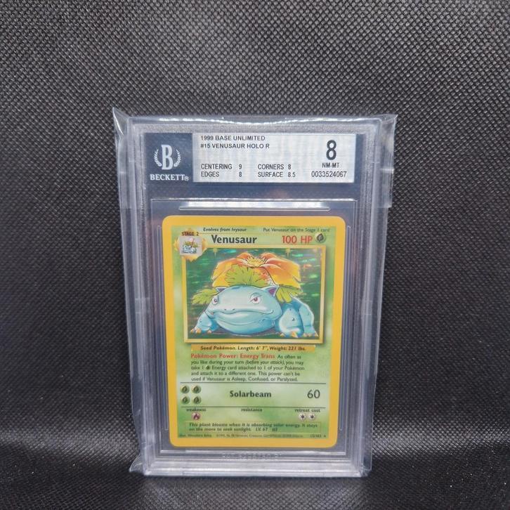 Venusaur Holo Base Unlimited BGS 8, Hobby en Vrije tijd, Verzamelkaartspellen | Pokémon, Zo goed als nieuw, Ophalen of Verzenden