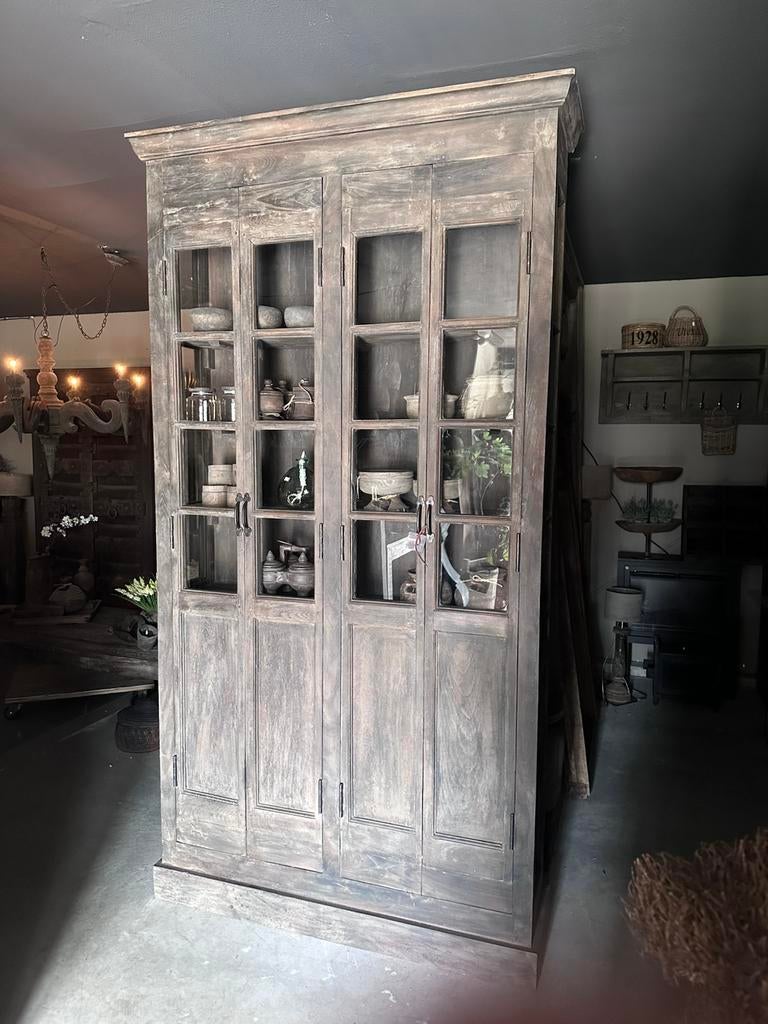 Hoge Authentieke Bibliotheekkast / winkelkast uit India, Ophalen