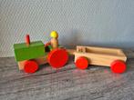 Houten speelgoed tractor met aanhanger, Ophalen of Verzenden, Zo goed als nieuw, Overige typen