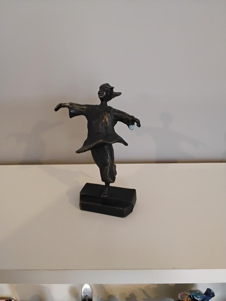 Bronzen beeldje - dansend meisje, Ophalen of Verzenden, Zo goed als nieuw, Mens