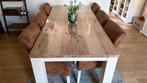 Grote moderne eettafel met 6 kuipstoelen, Ophalen, 100 tot 150 cm, 200 cm of meer, Zo goed als nieuw