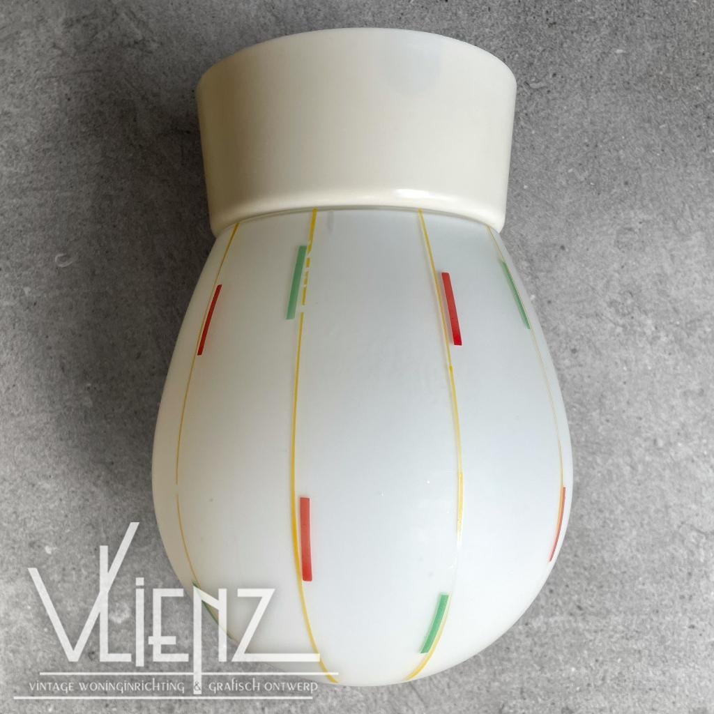 Vintage, midcentury, art deco plafondlamp lamp streepjes, Ophalen of Verzenden, Huis en Inrichting