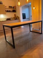 Industriële eiken eetkamertafel, Ophalen, Eikenhout, 50 tot 100 cm, Zo goed als nieuw
