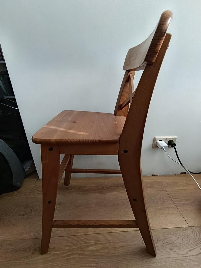 Houten eetkamerstoel voor kinderen, Huis en Inrichting, Stoelen, Ophalen, Gebruikt, Bruin, Eén