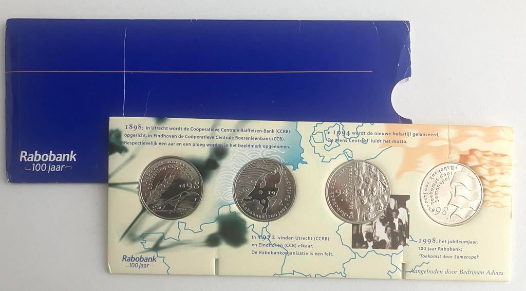 4 Rabobank penningen 1998 - 100 jarig bestaan - 3 vorstinnen, Verzenden, Koningin Beatrix