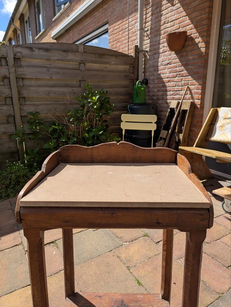 Vintage bijzettafel met marmeren blad, Huis en Inrichting, Tafels | Bijzettafels, Ophalen