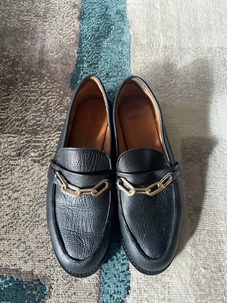 Manifield Loafers Maat 38, Ophalen of Verzenden, Gedragen, Zwart, Instappers
