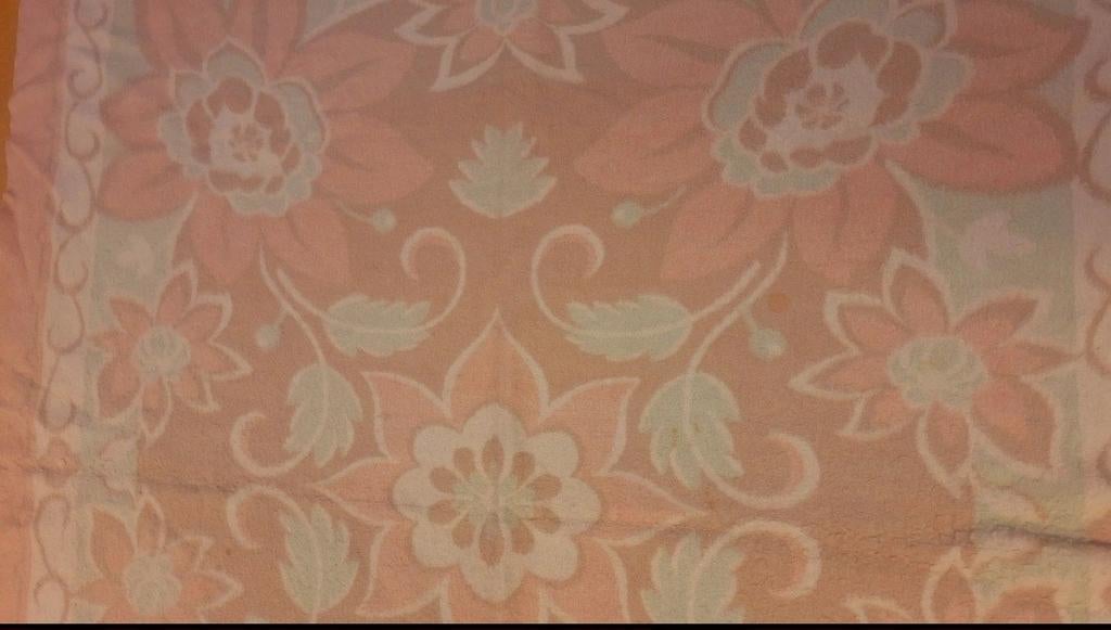 Vintage wollen deken bloempatroon pasteltinten, Huis en Inrichting, Woonaccessoires | Plaids en Woondekens, Ophalen of Verzenden