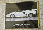 Ingelijste Vintage Lamborghini Poster - Wit, Verzamelen, Posters, Ophalen, Gebruikt, Met lijst, A4 of kleiner