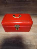 Rood emaille lunchtrommeltje met bies., Antiek en Kunst, Ophalen of Verzenden