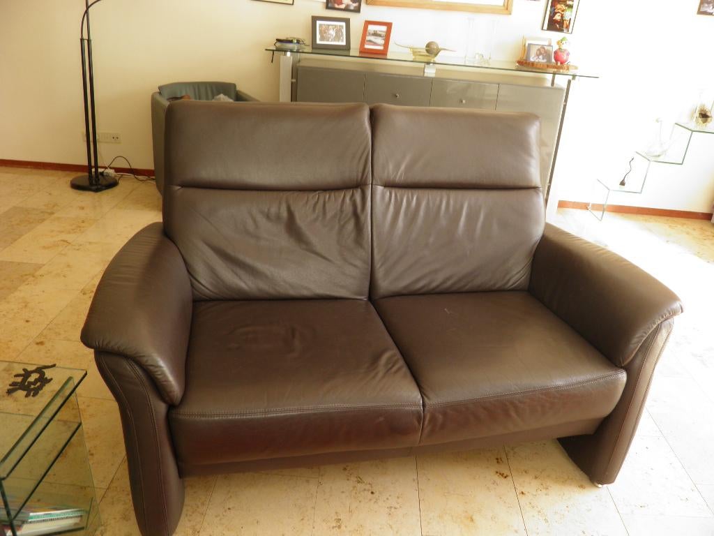 echt leren banken, Ophalen, Leer, Zo goed als nieuw, Rechte bank