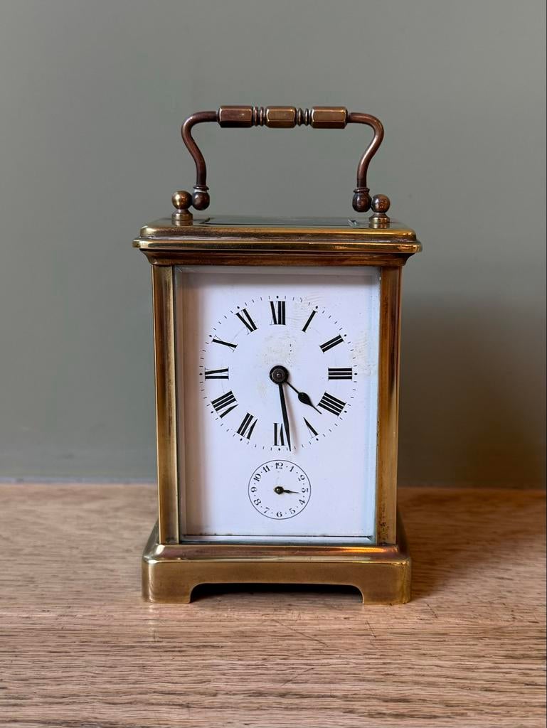Antieke Franse Reisklok met Wekkerfunctie, ca. 1910, Antiek en Kunst, Antiek | Klokken, Ophalen of Verzenden