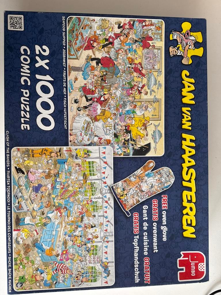 Jan van Haasteren 2x1000 stukjes - Zeebanket & Taartentoerno, Ophalen of Verzenden, 500 t/m 1500 stukjes, Zo goed als nieuw, Legpuzzel