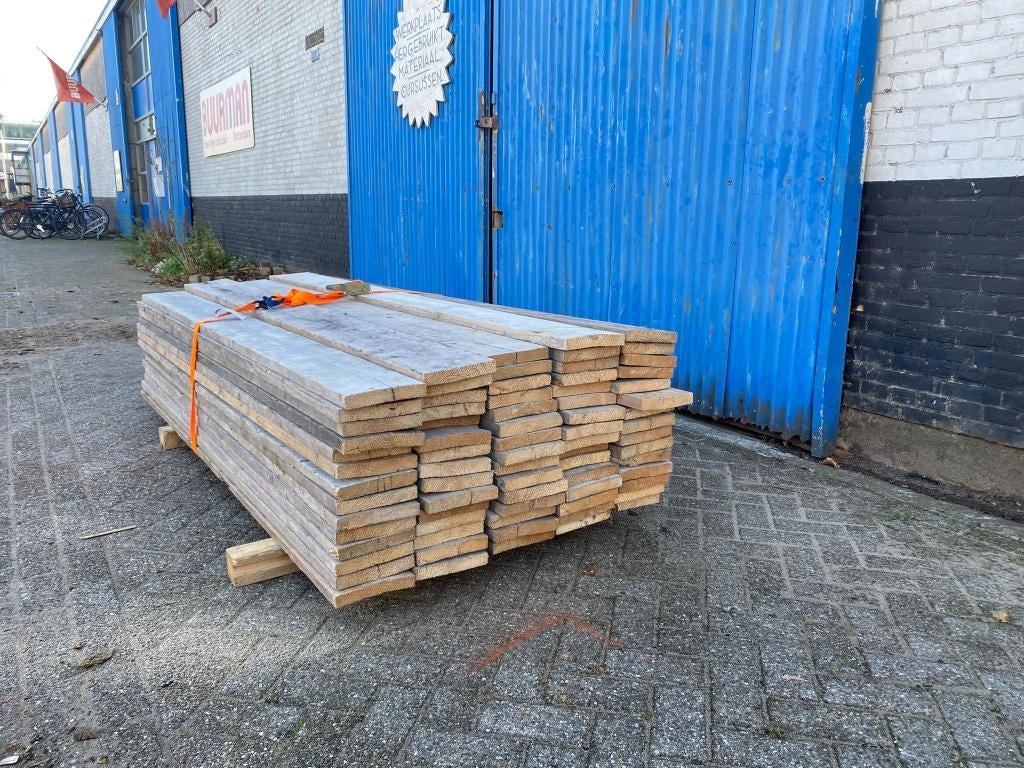Steigerhout 2,3m gebruikt, Doe-het-zelf en Verbouw, Overige Doe-het-zelf en Verbouw, Ophalen, Gebruikt