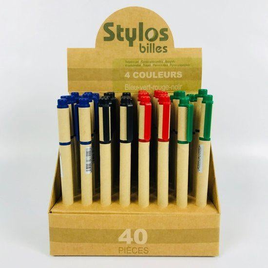 PARTIJ BALPENNEN IN 4 KLEUREN IN DISPLAY, ., Nieuw, Ophalen of Verzenden, .