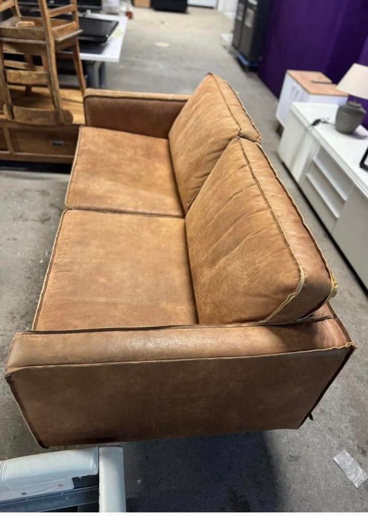Bruine bank, Huis en Inrichting, Banken | Sofa's en Chaises Longues, Ophalen of Verzenden, Zo goed als nieuw, 75 tot 100 cm