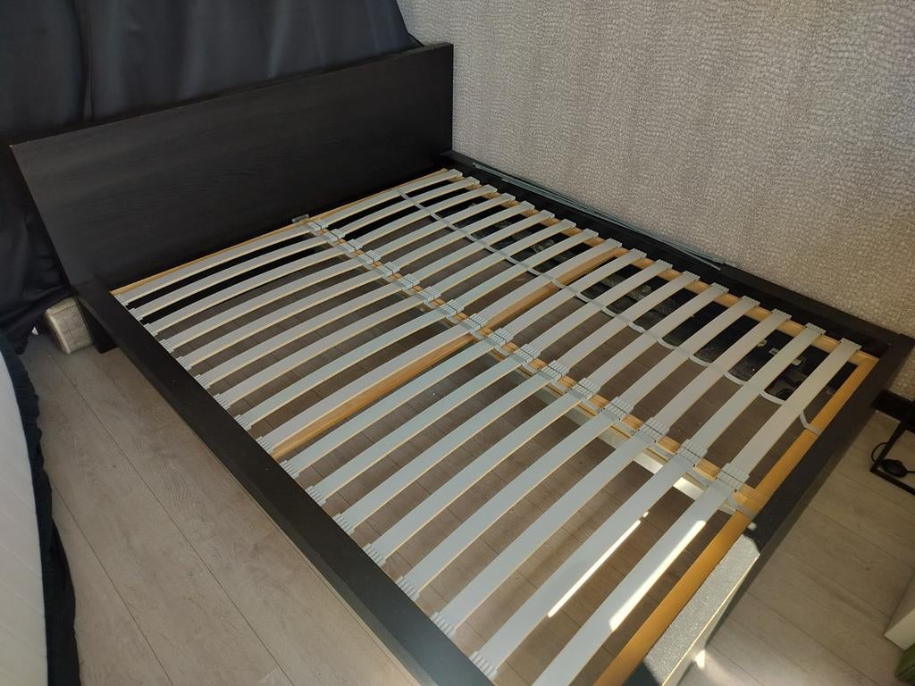 Gratis Tweepersoonsbed met lattenbodem 176x212 cm- Zwart, Ophalen, Gebruikt, Zwart, Tweepersoons