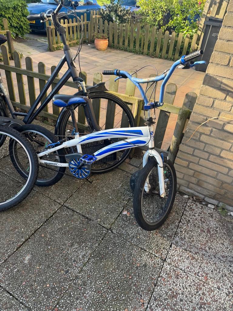 BMX fiets wit/blauw - Gebruikt, Gebruikt, Staal, Velgrem, 20 tot 24 inch