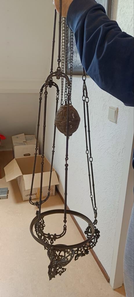 Antieke olielamp / schippertje zonder glazen kap, Antiek en Kunst, Ophalen