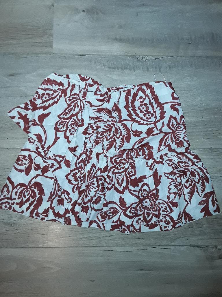 Zara Wit/Bordeaux Rokje Met Print Maat L, Maat 38/40 (M), Nieuw, Ophalen of Verzenden, Boven de knie