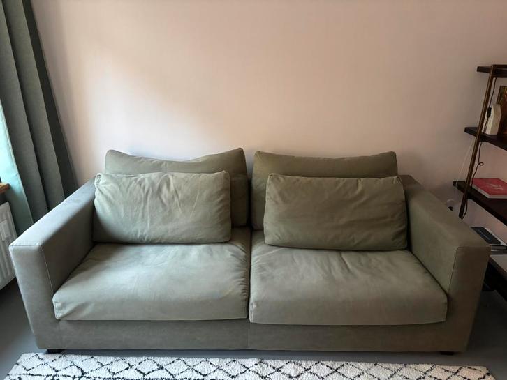 Comfortabele groene bank, Huis en Inrichting, Banken | Bankstellen, Gebruikt, Rechte bank, Driepersoons, 200 tot 250 cm, 100 tot 125 cm