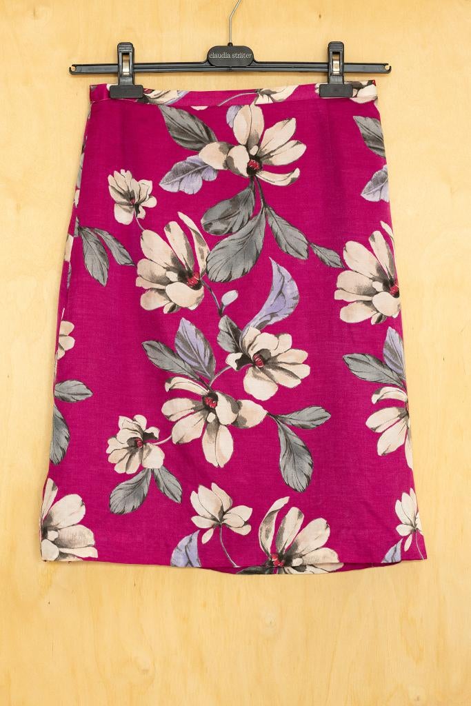 Jackpot roze fuchsia zijden katoenen rok bloemenprint 38 M, Maat 38/40 (M), Jackpot, Ophalen of Verzenden, Zo goed als nieuw