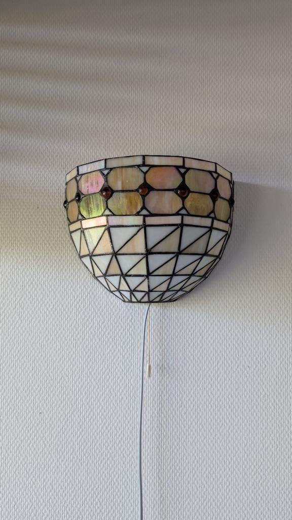 Tiffany Wandlamp - Glas-in-lood Design, Ophalen of Verzenden, Zo goed als nieuw, Glas, Tiffany, Art Deco