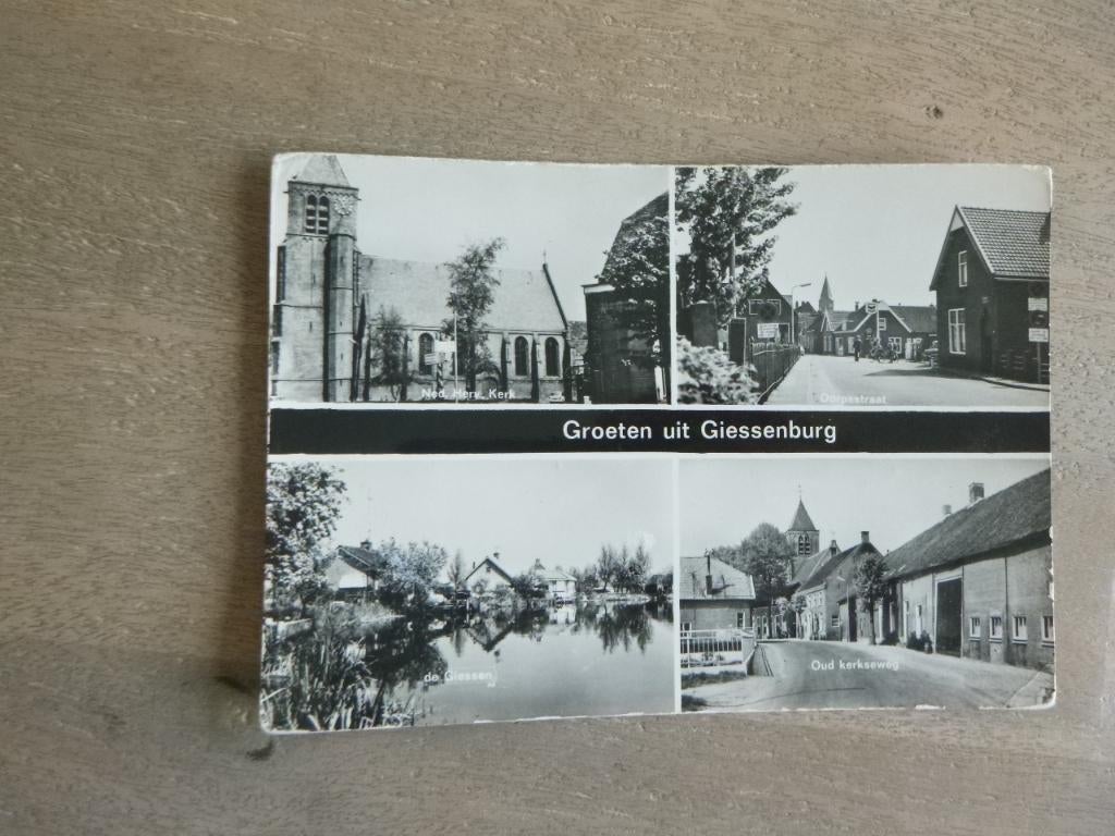 Giessenburg, oud Kerkseweg/Dorpsstraat/nh kerk 1977, Verzenden, 1960 tot 1980, Gelopen, Noord-Brabant