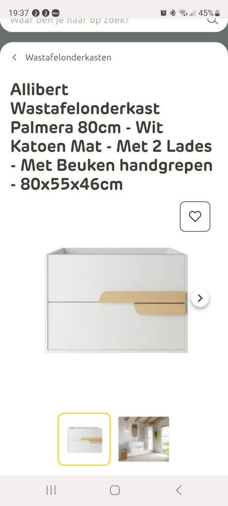 Nieuwe Alibert Palerma wastafelkast wit 80 cm met wasbak, Ophalen, Nieuw, 50 tot 100 cm, Minder dan 100 cm