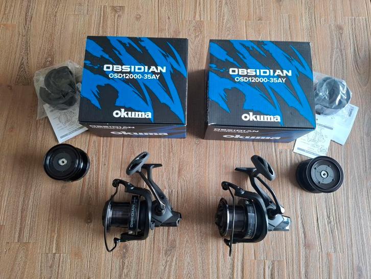 2x Okuma Obsidian big pit karpermolens, Watersport en Boten, Hengelsport | Karpervissen, Nieuw, Molen, Ophalen of Verzenden