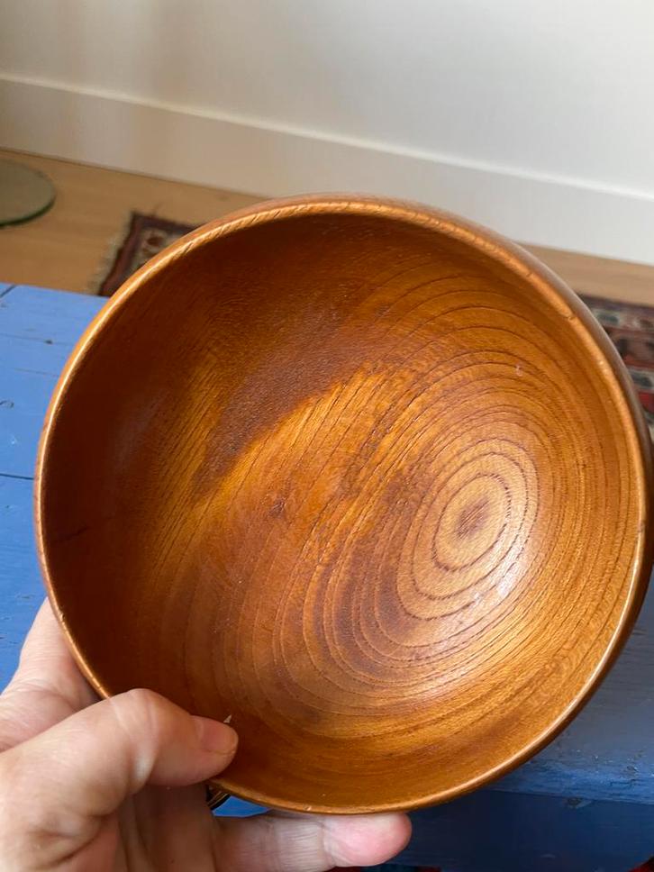 Vintage teak schaaltje handwerk, Antiek en Kunst, Antiek | Schalen, Ophalen of Verzenden