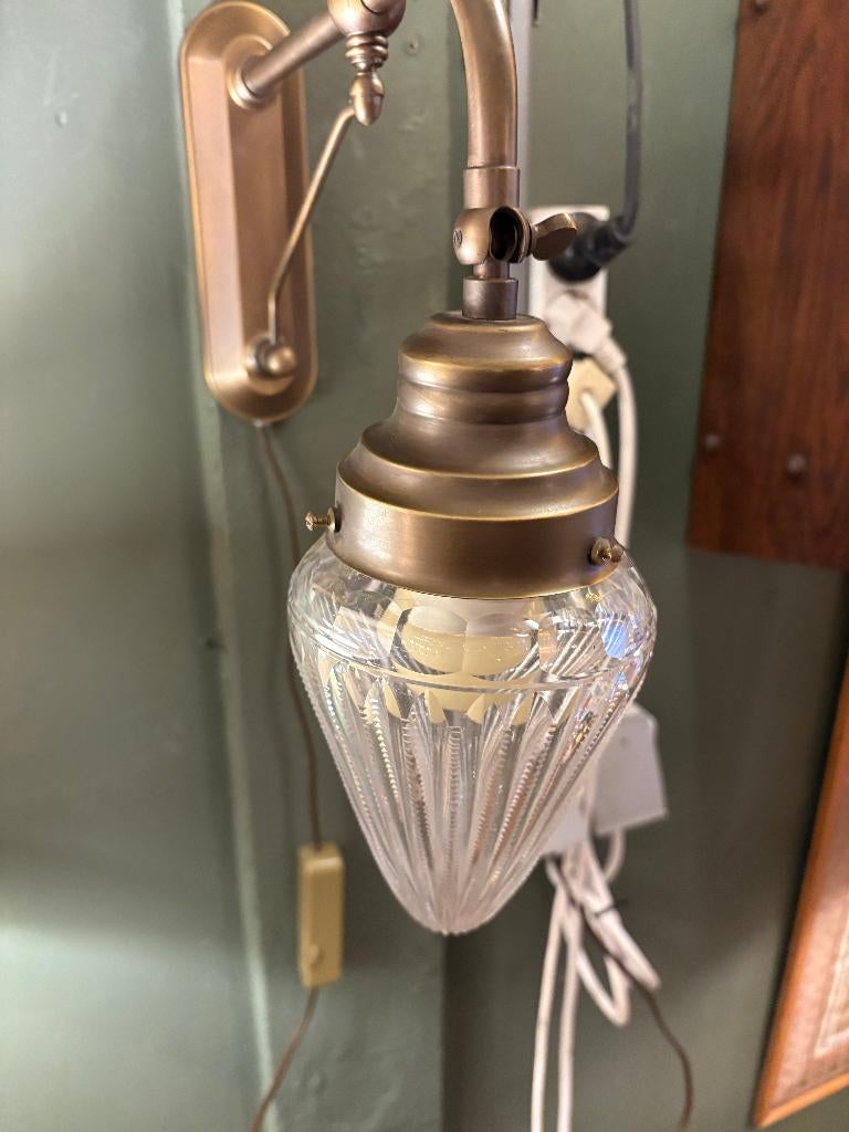 Prachtige Wandlamp met Art-Deco geslepen kap., Antiek en Kunst, Ophalen of Verzenden