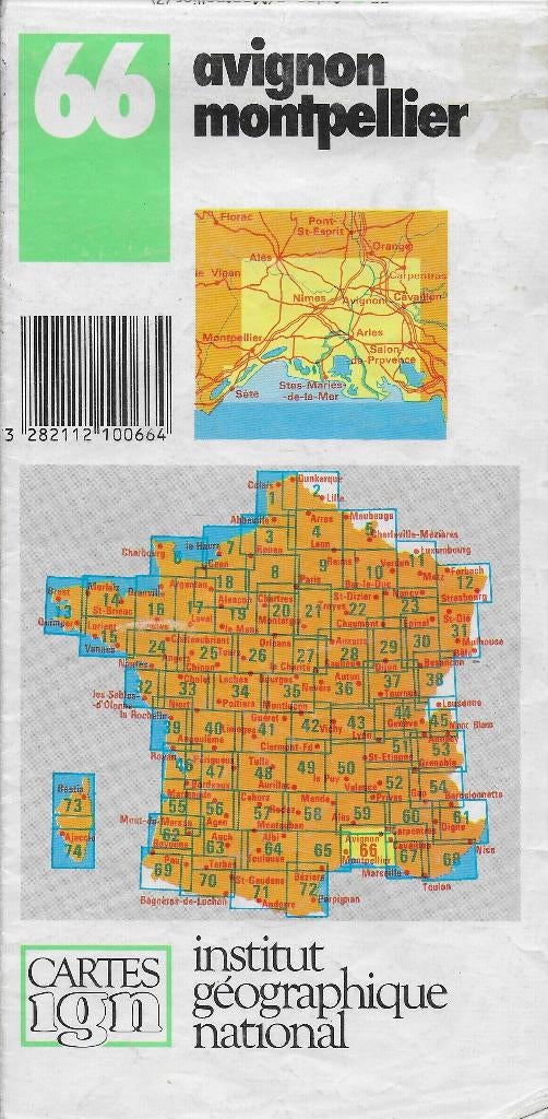Pl1913 plattegrond nr66 avignon montpellier -, Gelezen, Frankrijk, Ophalen of Verzenden, Landkaart
