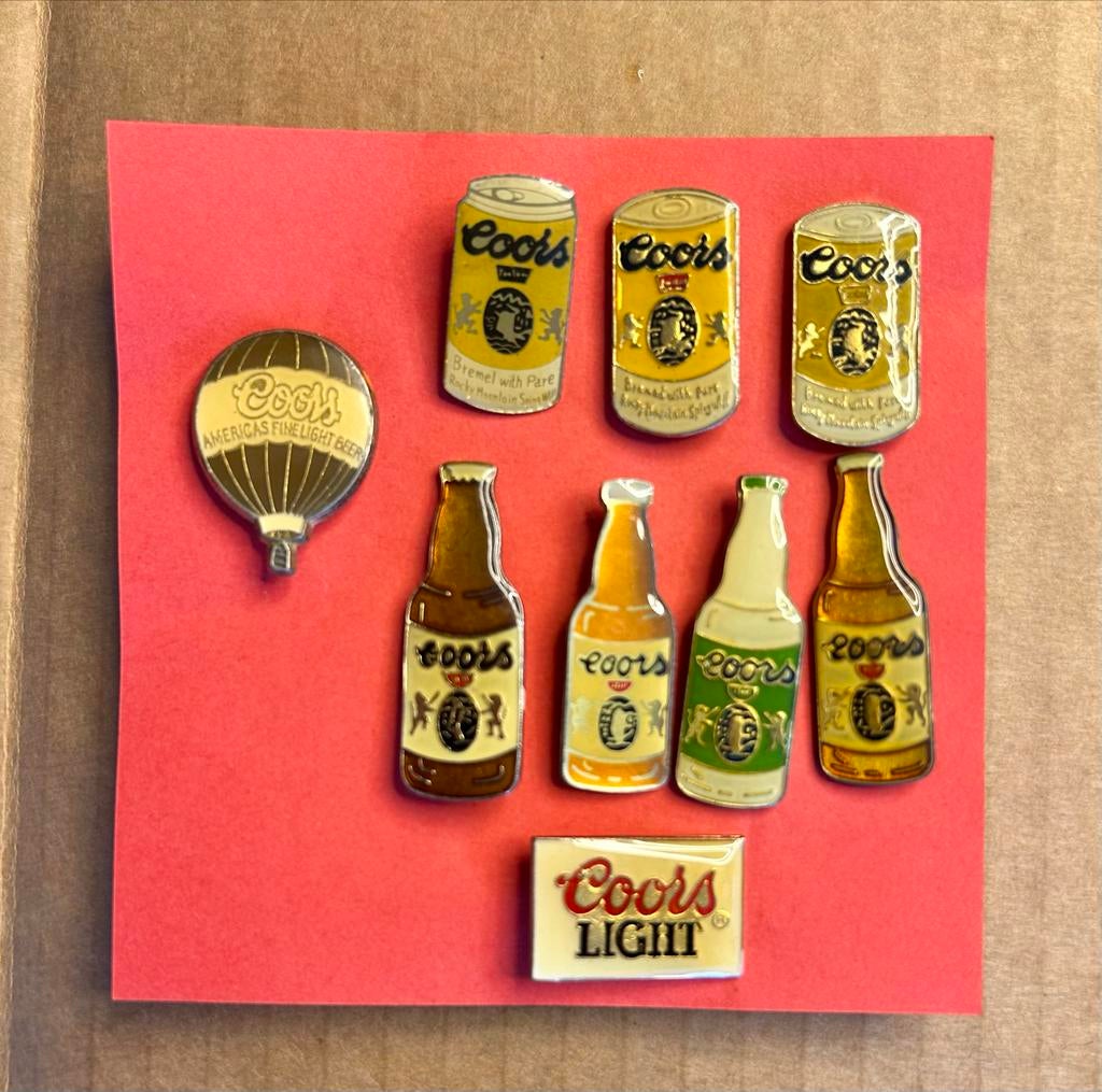 Coors bier pins - 9 stuks, Ophalen, Gebruikt