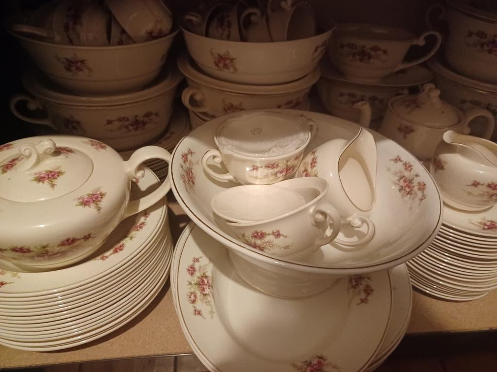 Serviesdelen dubbel roosje regout, Ophalen of Verzenden